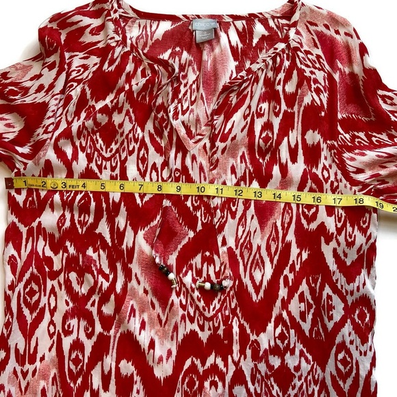 Chico’s Ikat Print Popover Colorful Lightweight Summer Top, Size 0, Orange White - Picture 7 of 12